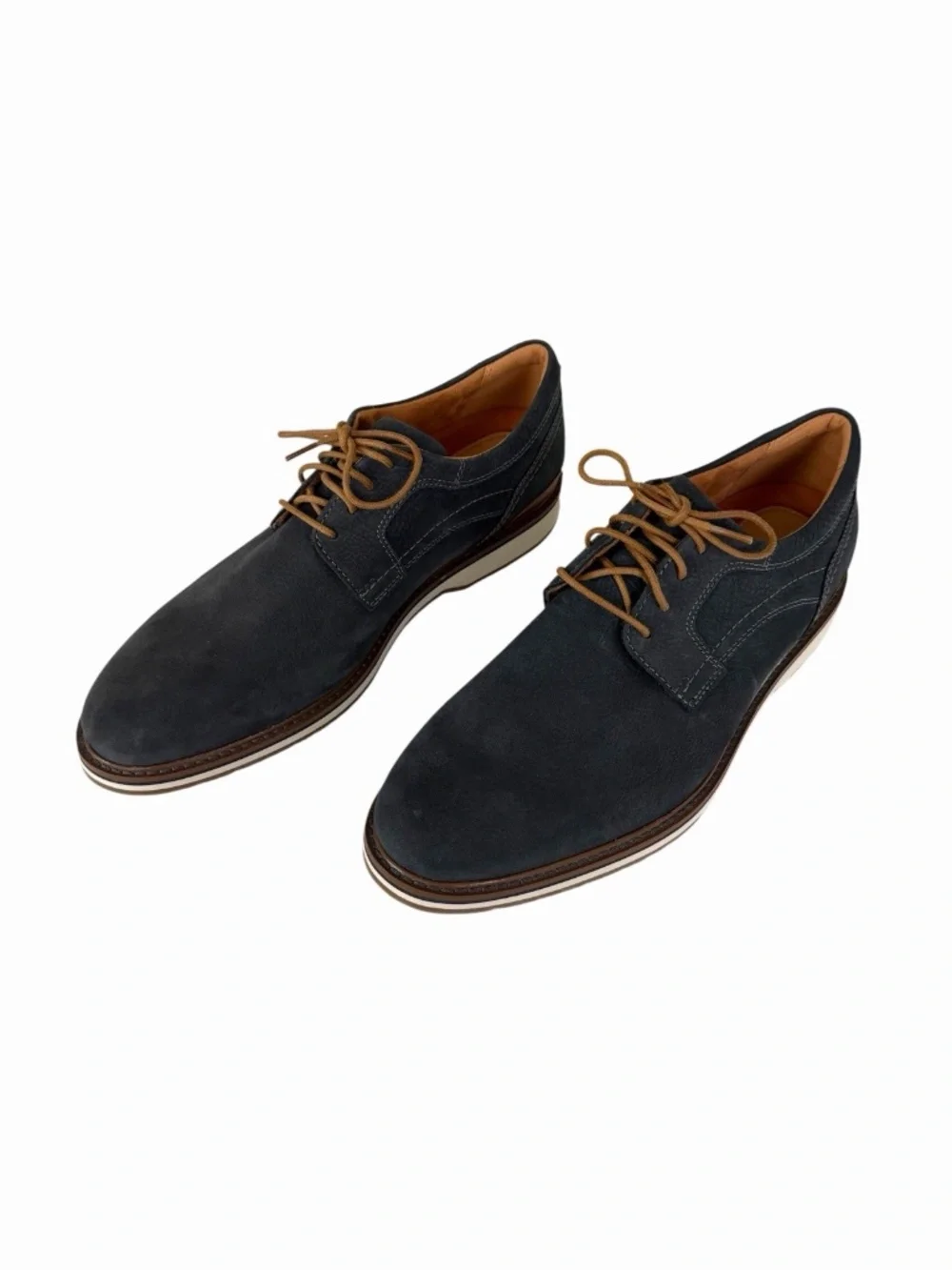 Clarks Mens Monahan Plain Navy Blue Nubuck Leather Casual Shoes 13M NWOB